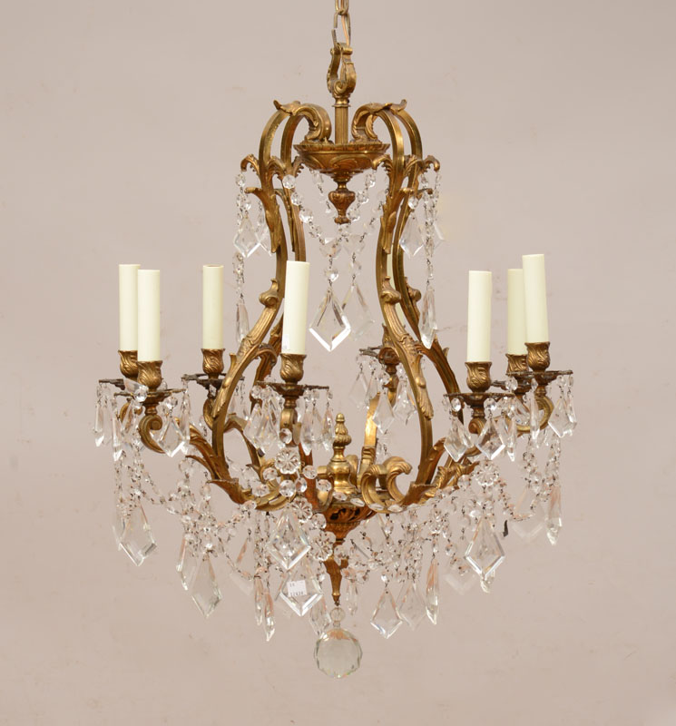 Appraisal: Louis XV Style Gilt-Metal-Mounted Glass Eight-Light Chandelier x in Estimate