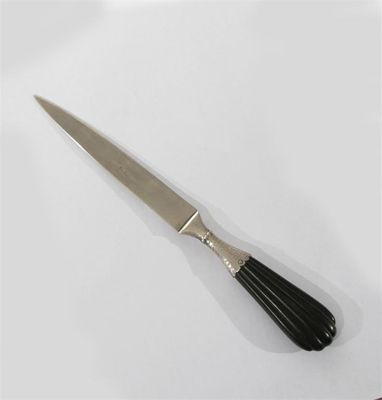 Appraisal: A Scandinavian hammered silver and ebony wood paper knife stamped