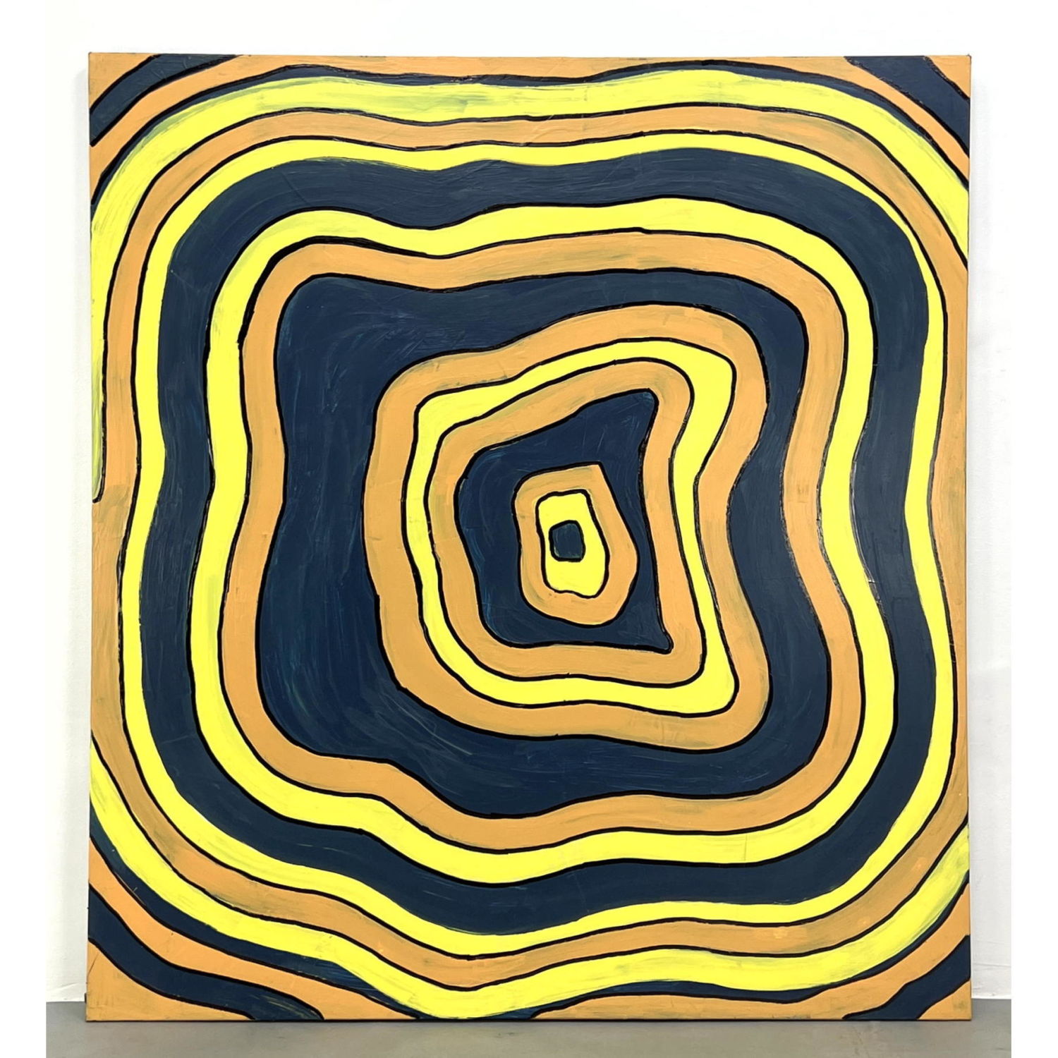 Appraisal: Large DENNIS SAKELSON Modernist Abstract Painting Concentric Yellow black and