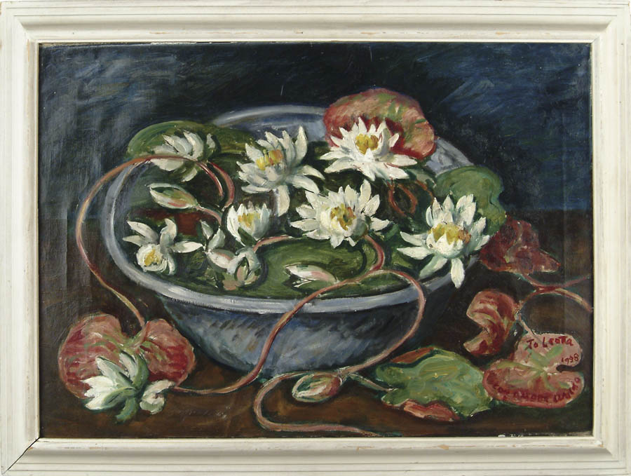 Appraisal: WALDO PEIRCE American - POND LILIES IN A BOWL Oil