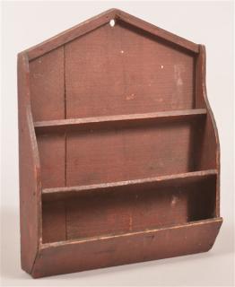 Appraisal: Primitive Red Painted Mixed Wood Wall Pocket - h