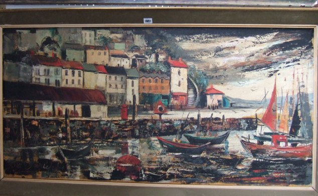 Appraisal: English School circa Harbour view oil on canvas indistinctly signed