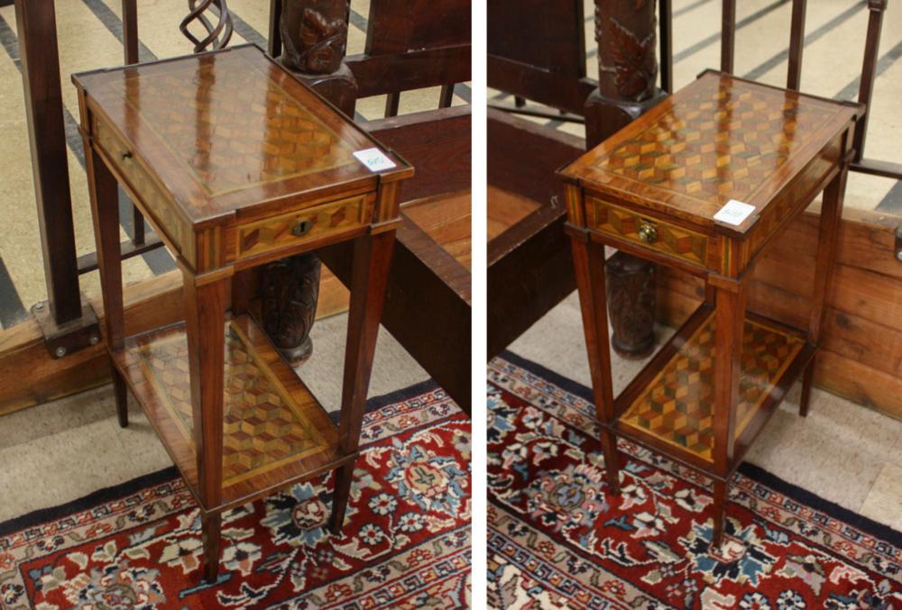 Appraisal: A PAIR OF FRENCH LOUIS XVI STYLE OCCASIONAL TABLES each