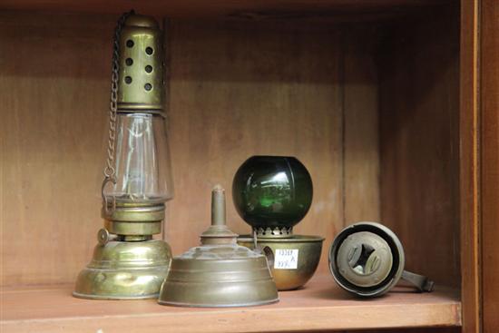 Appraisal: FOUR BRASS LIGHTING DEVICES Including one Adams and Westlake postal