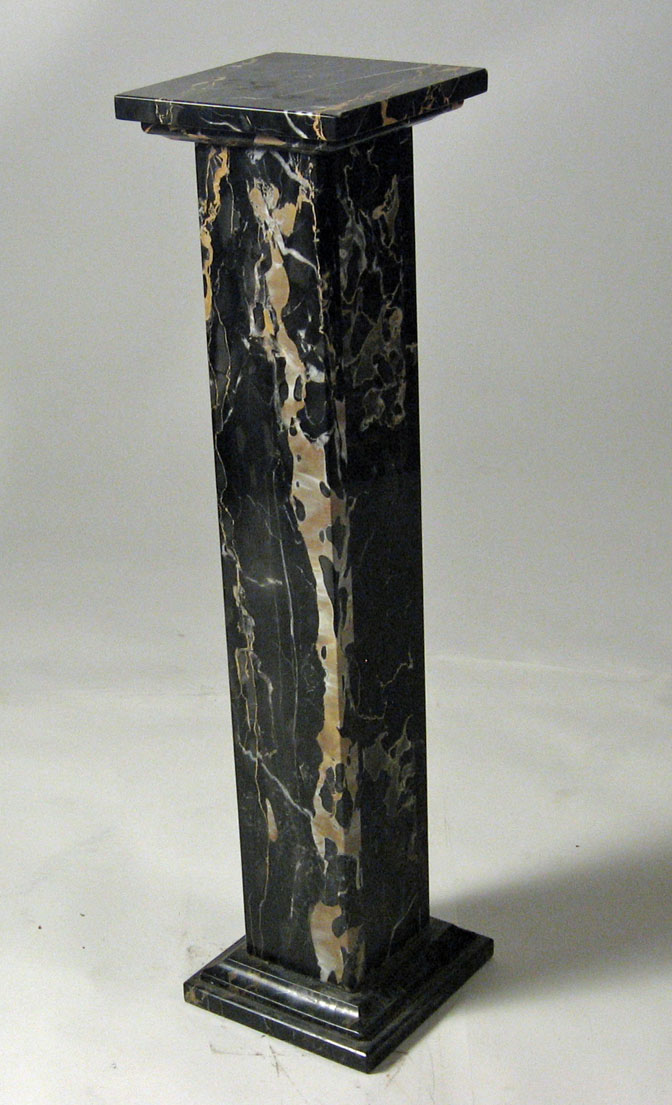 Appraisal: Variegated black marble pedestal H W D in