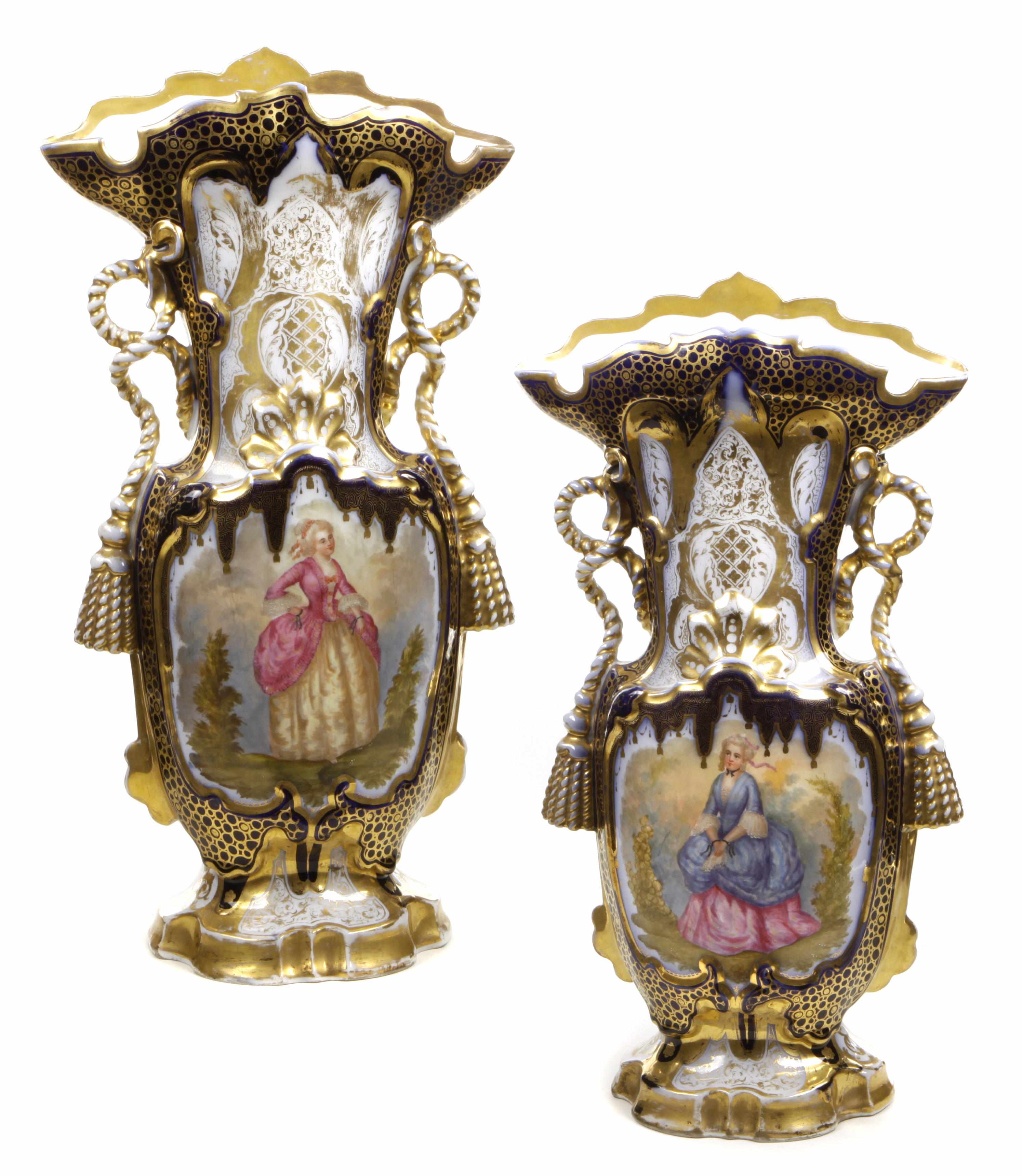 Appraisal: A pair of Continental porcelain vases height in