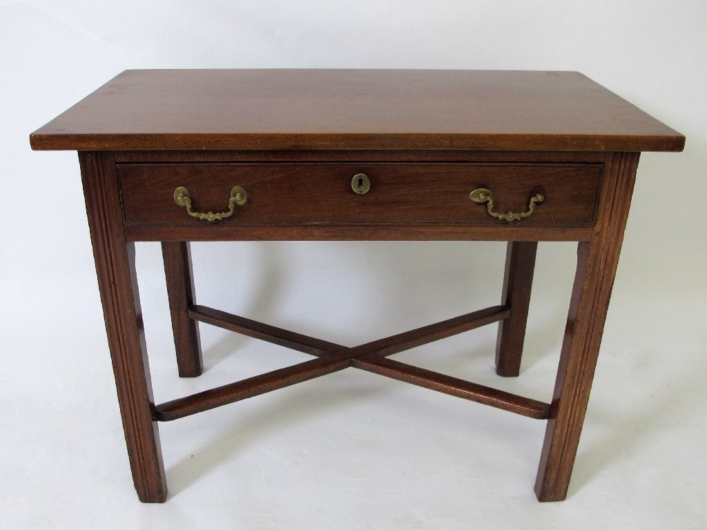 Appraisal: A George III mahogany single drawer drop flap side table