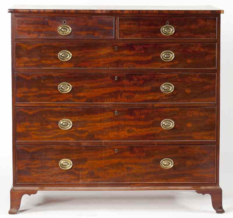 Appraisal: English Gentleman's Chest of Drawers th century mahogany mahogany veneers