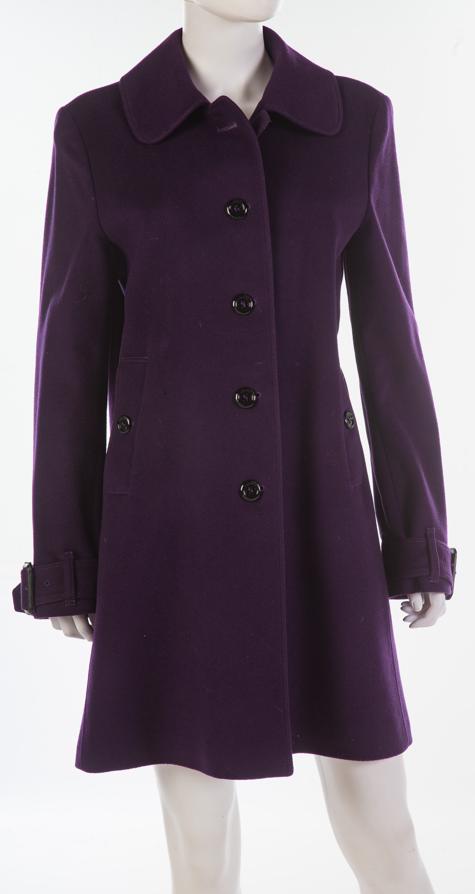 Appraisal: BURBERRY PURPLE WOOL AND CASHMERE COAT size