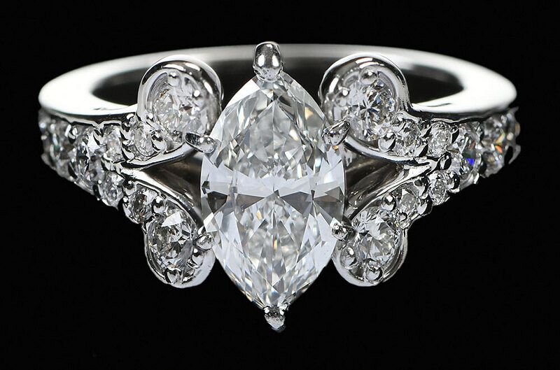 Appraisal: kt Diamond Ring center marquise cut diamond ct F SI