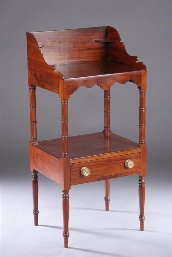 Appraisal: ENGLISH REGENCY MAHOGANY WASH STAND Early th century Galleried rectangular