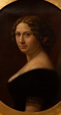 Appraisal: th Century School Portrait of a Lady oval oil on