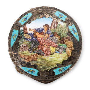 Appraisal: A German Silver and Enamel Compact th Century marked '