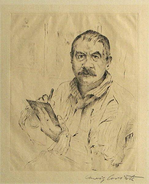 Appraisal: Lovis Corinth German - Selbsbildnis Radierend S Drypoint printed on