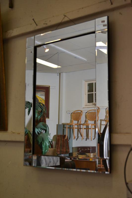 Appraisal: AN ART DECO STYLE WALL MIRROR WITH BEVELLED EDGING AN