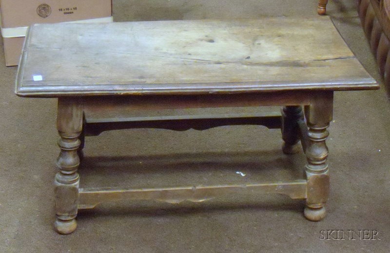 Appraisal: William Mary Style Walnut and Maple Low Table ht lg