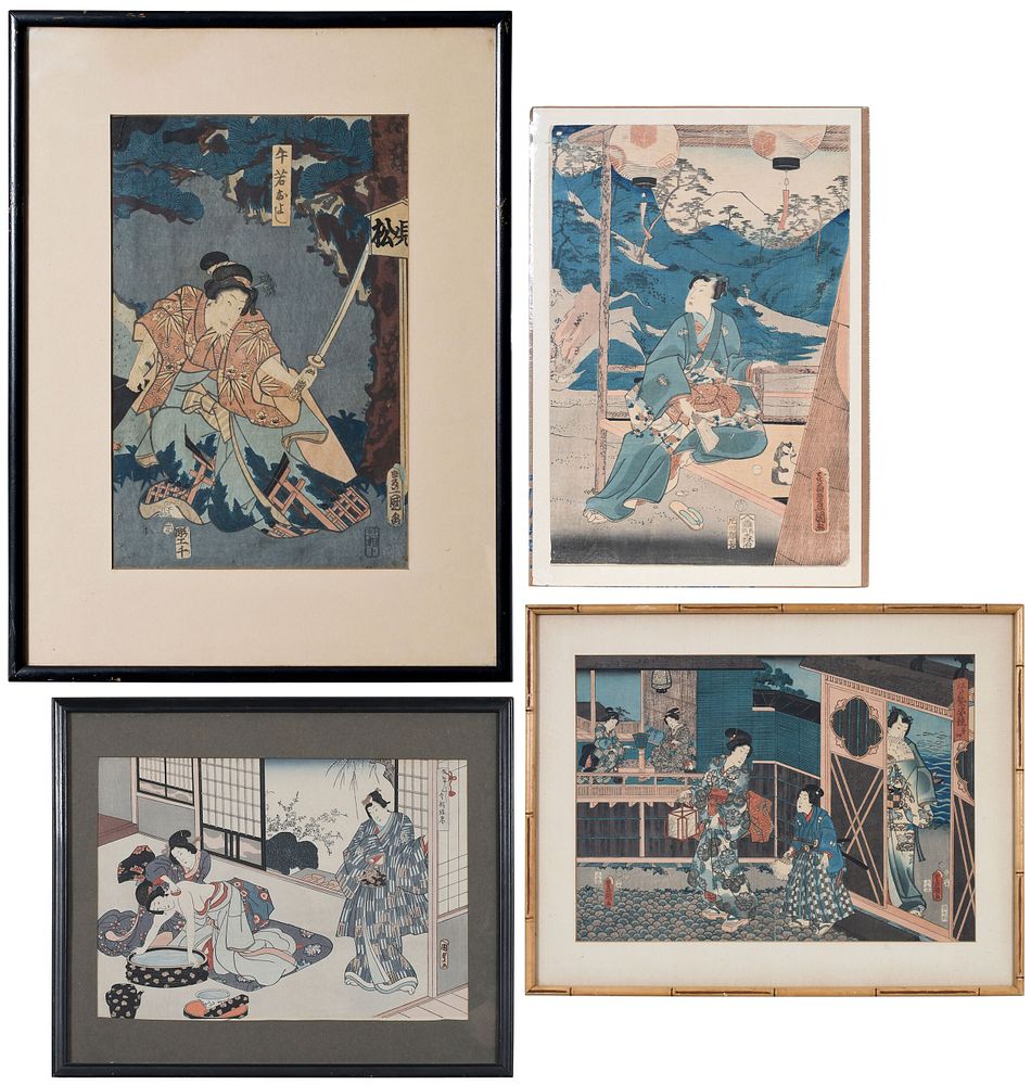 Appraisal: Utagawa Kunisada I II Japanese - - four prints Interior