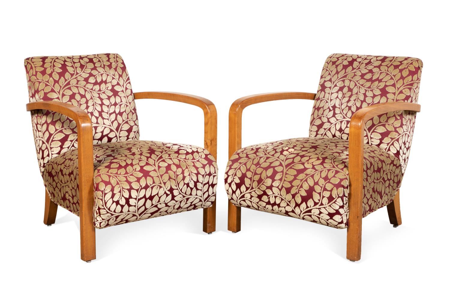 Appraisal: PAIR FRENCH ART DECO STYLE LOUNGE CHAIRS Pair of French