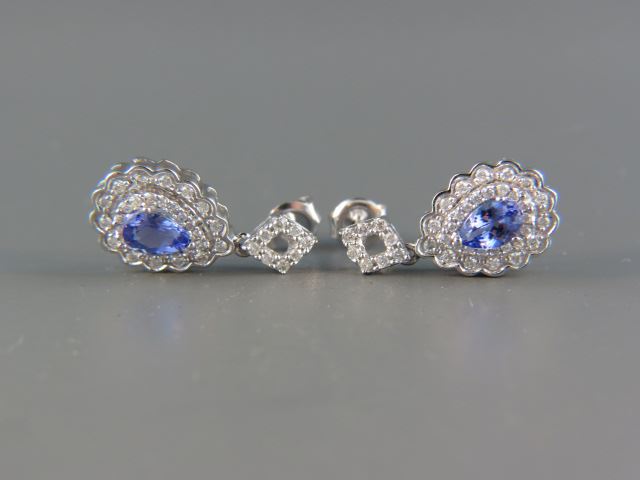 Appraisal: Tanzanite Diamond Earrings rich pear shape gems totaling carat and