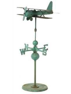 Appraisal: BIPLANE WEATHERVANE Midcentury Sheet Steel Biplane in painted verdigris color