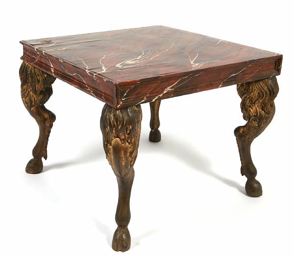 Appraisal: A Continental Neoclassical style coffee table the faux marble top