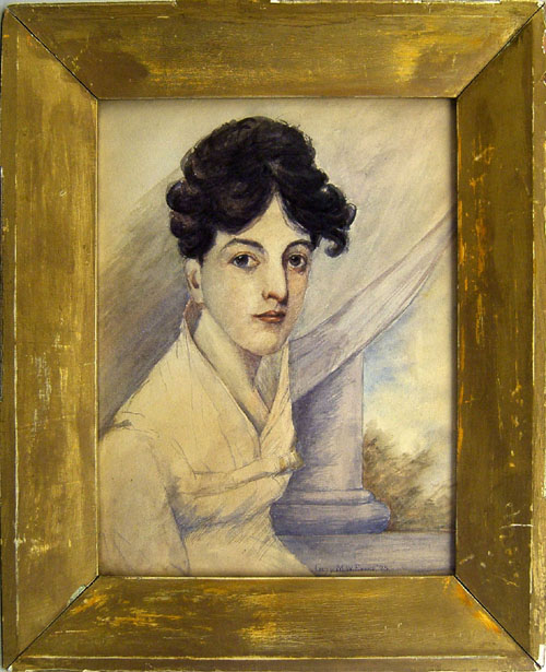 Appraisal: Watercolor portrait of a woman signed Copy M W Evans