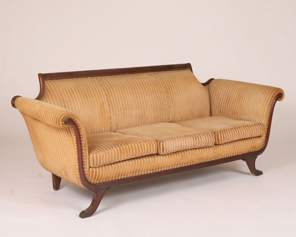 Appraisal: American Duncan Phyfe style sofa mahogany frame H x L