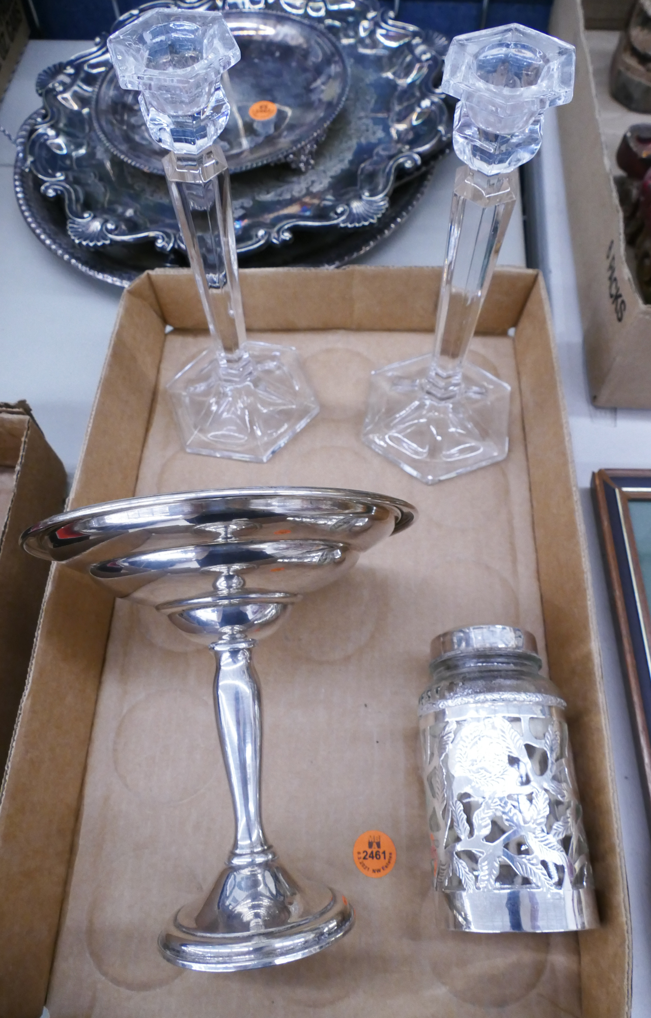 Appraisal: Box Sterling Filled Compote Etc