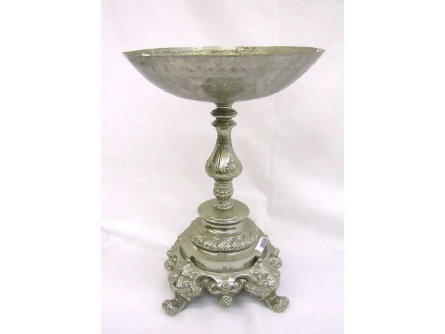 Appraisal: Silver plated and cast metal pedestal centerpiece tall with French