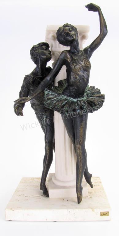 Appraisal: Ballet Dancers Figural Grouping depicting male dancer leaning around a