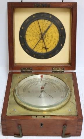 Appraisal: RARE MAHOGANY CASED ANEROID BAROCYCLONOMETER BYH HUGHES SON LONDON SOMETIMES