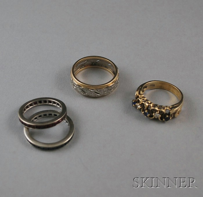 Appraisal: Three Gold Gem-set Rings a kt yellow gold diamond and