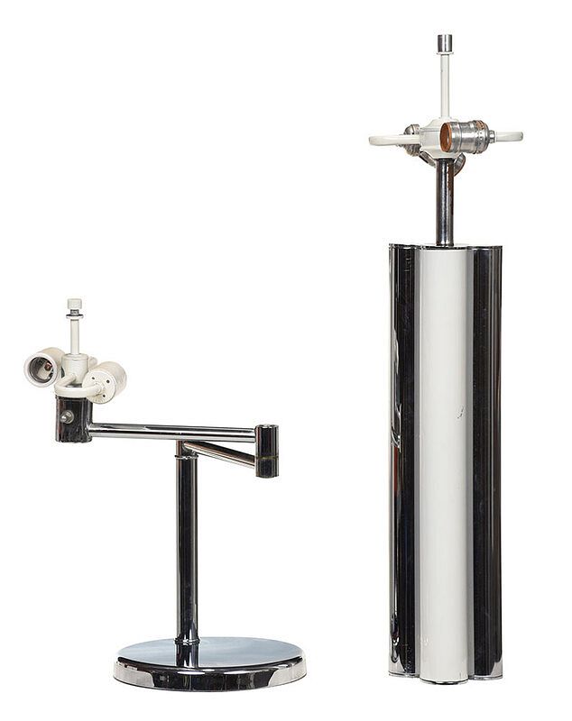 Appraisal: Two Mid Century Modern Chrome Table Lamps American th century