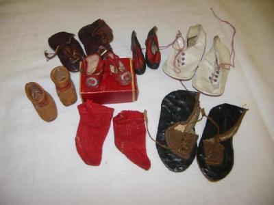 Appraisal: Six pairs of pre-war dolls shoes x x x x