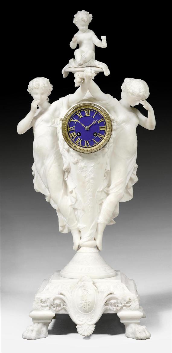 Appraisal: MARBLE CLOCK Louis XVI style signed P BAZZANTI FLORENCE Pietro