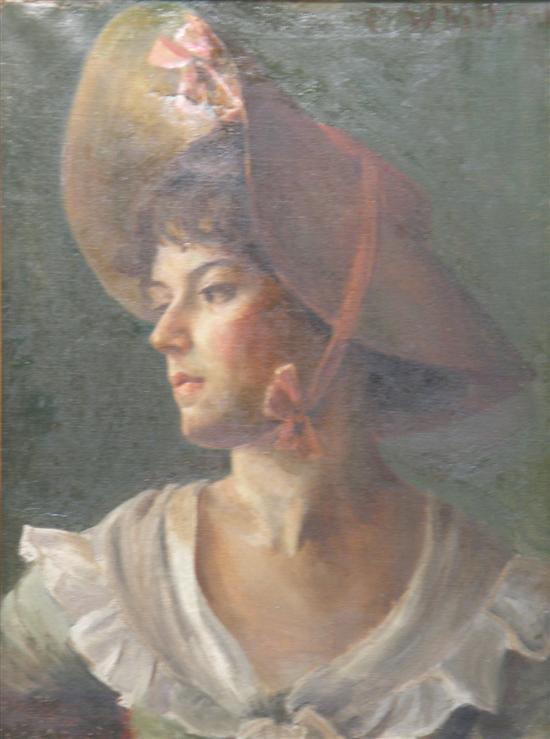 Appraisal: C Wilton oil on canvas girl in a bonnet unsigned