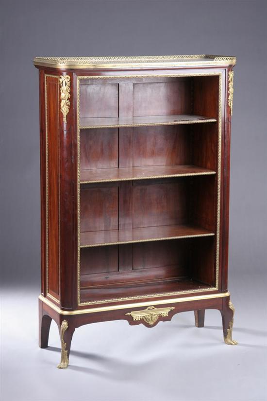 Appraisal: LOUIS XVI STYLE MARBLE-TOP BOOKCASE late th century with gilt-metal