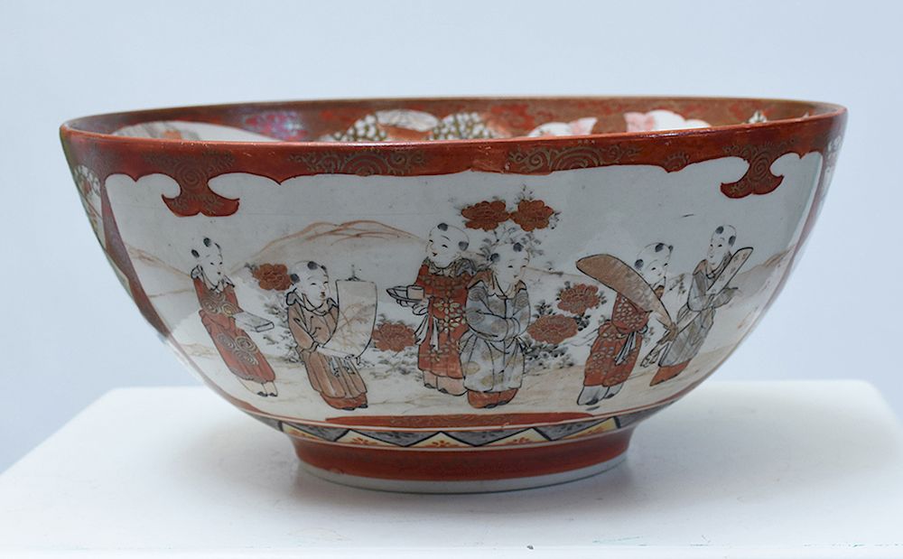 Appraisal: Large Kutani bowl Large Kutani bowl well painted with panels