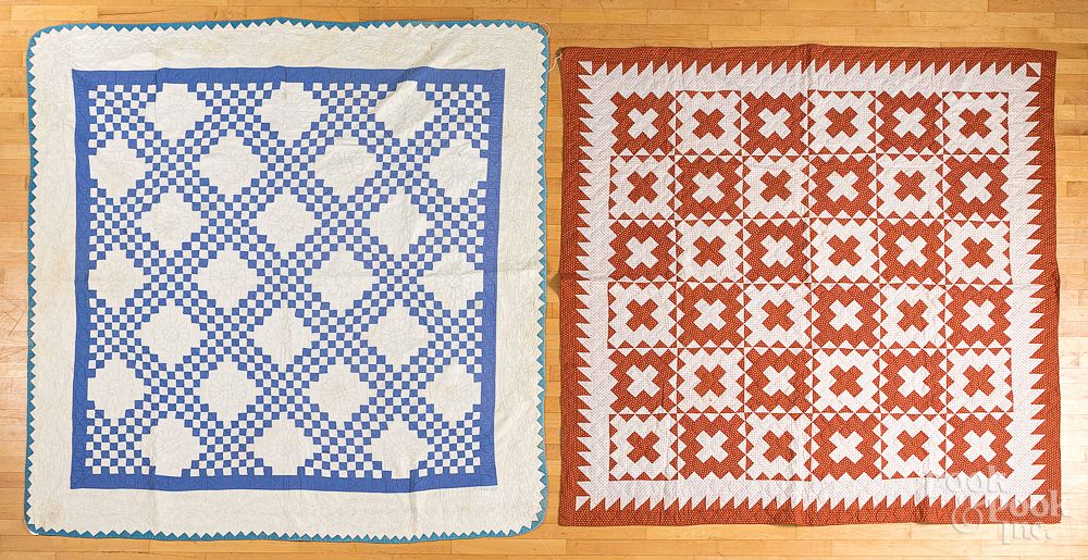 Appraisal: Two pieced quilts early th c Two pieced quilts early