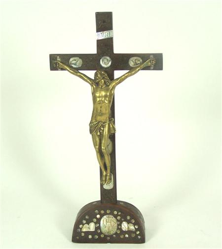 Appraisal: An th Century Portuguese crucifix the gilt bronze corpus mounted