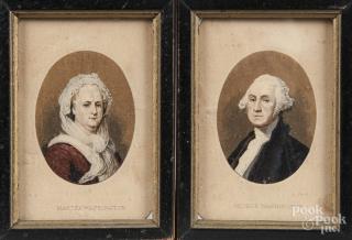 Appraisal: Pair of miniature printed portraits of George and Martha Washington