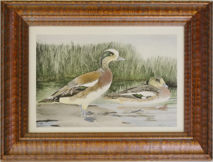 Appraisal: Rex Brasher American - Game Ducks pair of hand-colored lithographs