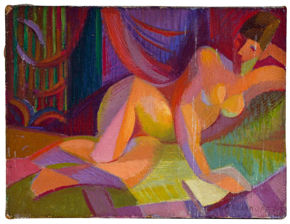 Appraisal: NICOLAS POLIAKOFF - RECLINING NUDEoil on canvas signed lower right