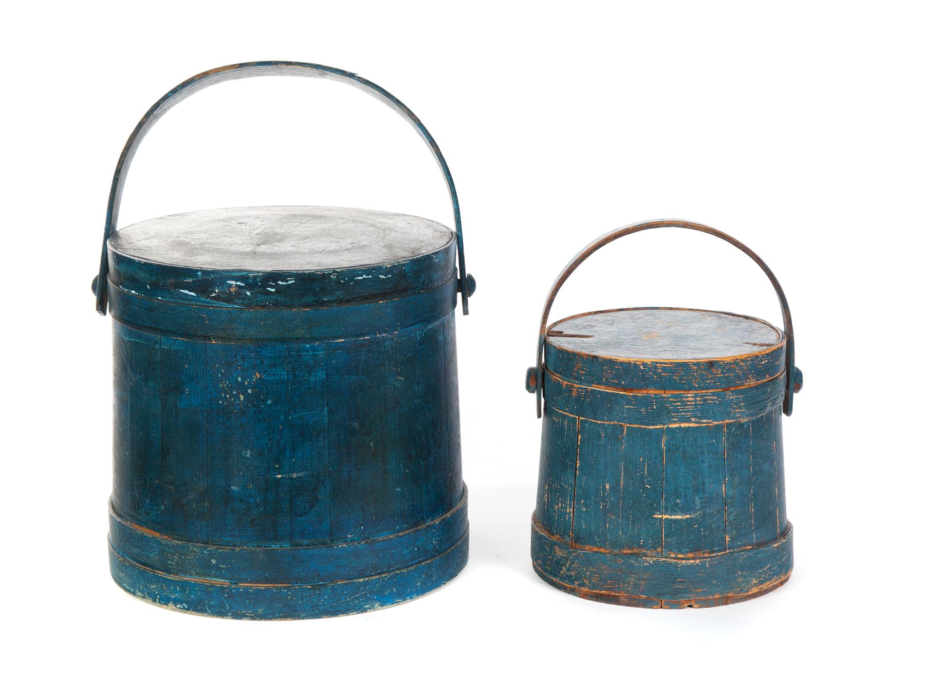 Appraisal: TWO AMERICAN SUGAR BUCKETS Second half- th century Stave construction