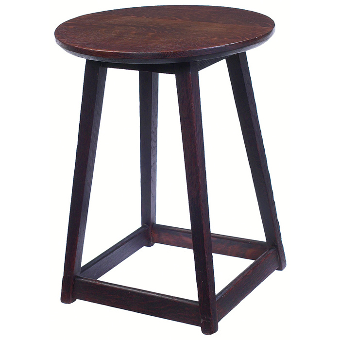 Appraisal: Arts Crafts tabouret circular top with beveled edge over splayed