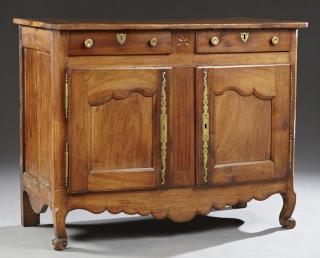 Appraisal: French Louis XV Style Carved Cherry Sideboard t French Louis