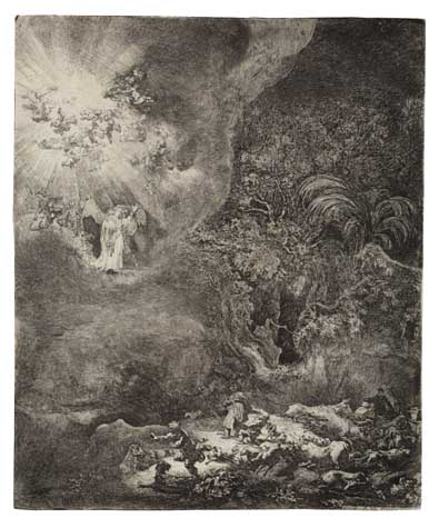 Appraisal: REMBRANDT VAN RIJN The Angel Appearing to the Shepherds Etching