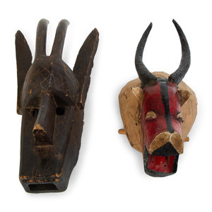 Appraisal: Two African Tribal Antelope Masks TH CENTURY one a Bobo-Fing