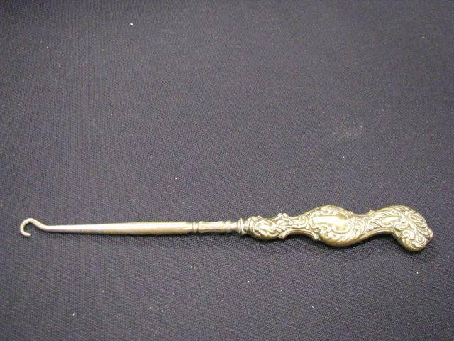 Appraisal: Victorian Sterling Silver Button Hook fancy floral