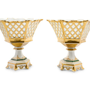 Appraisal: A Pair of Paris Porcelain Footed Baskets Height x diameter